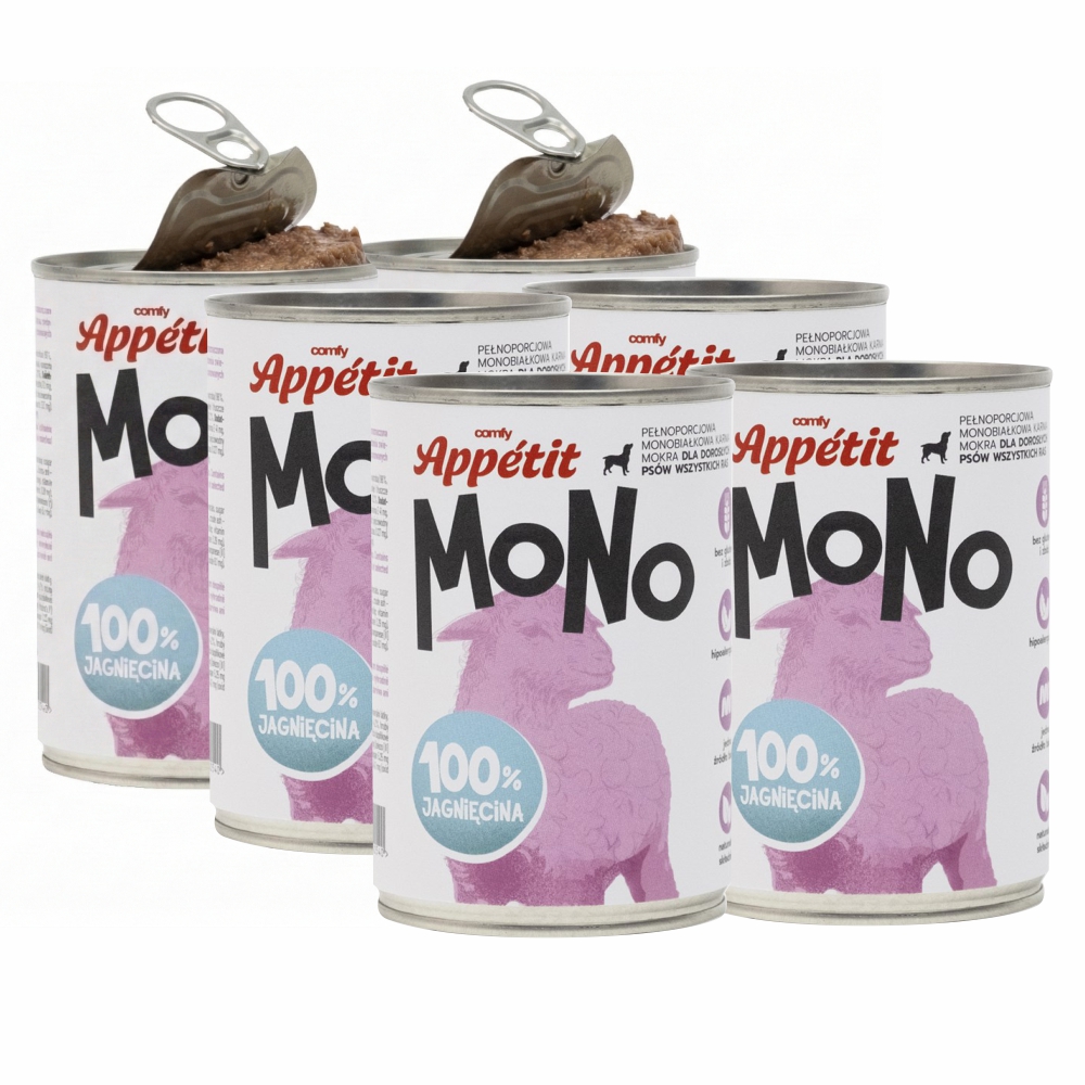 Comfy Appetit Mono Jagnięcina Monoproteinowa Karma Mokra Dla Psa Zestaw 6 sztuk 400g